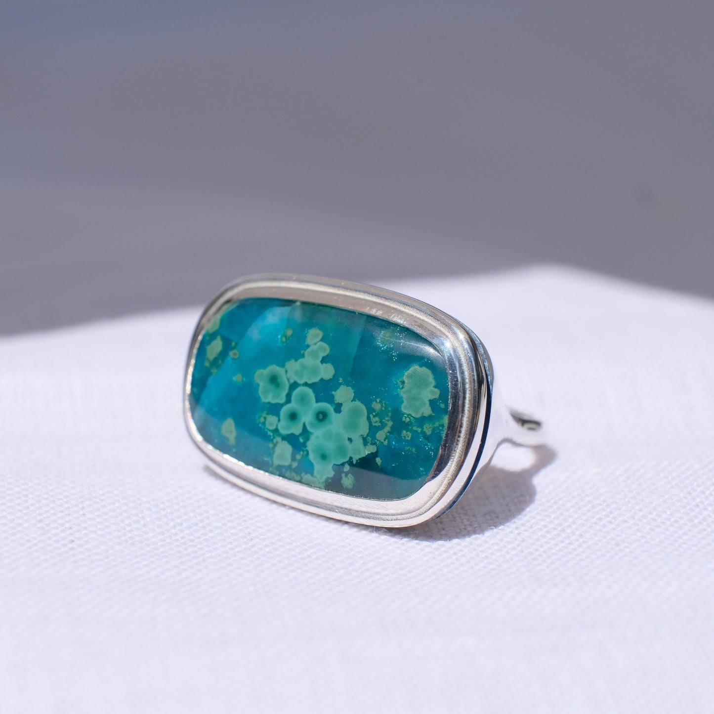 One of a Kind Chrysocolla Chalcedony Signet Ring (free ring re-sizing for this ring, send me a message to let me know)
