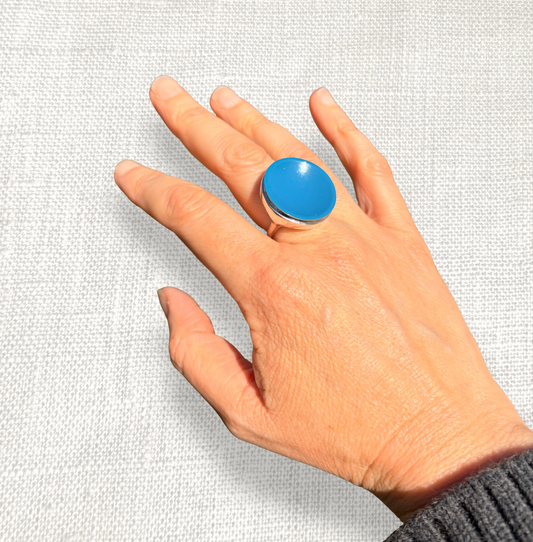 70's signet ring - Retro Blue