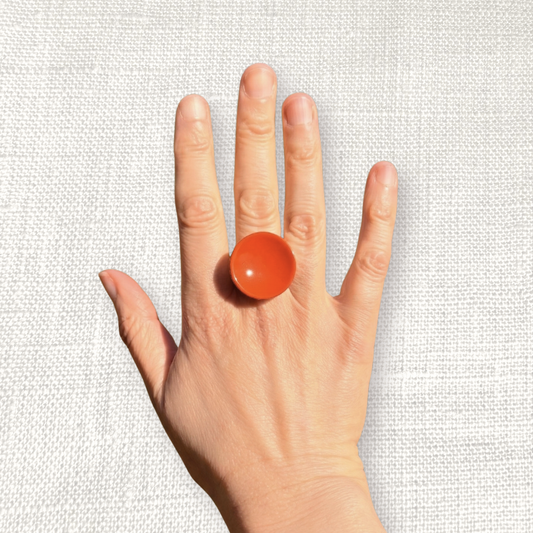70's signet ring - Red Orange