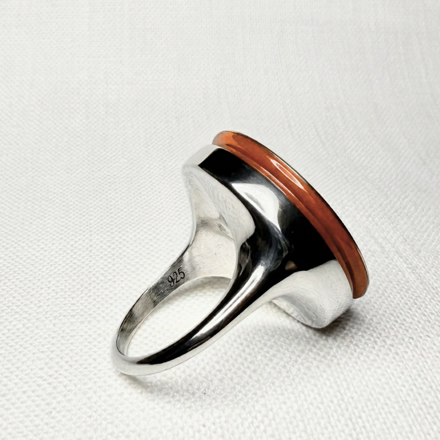 70's signet ring - Red Orange