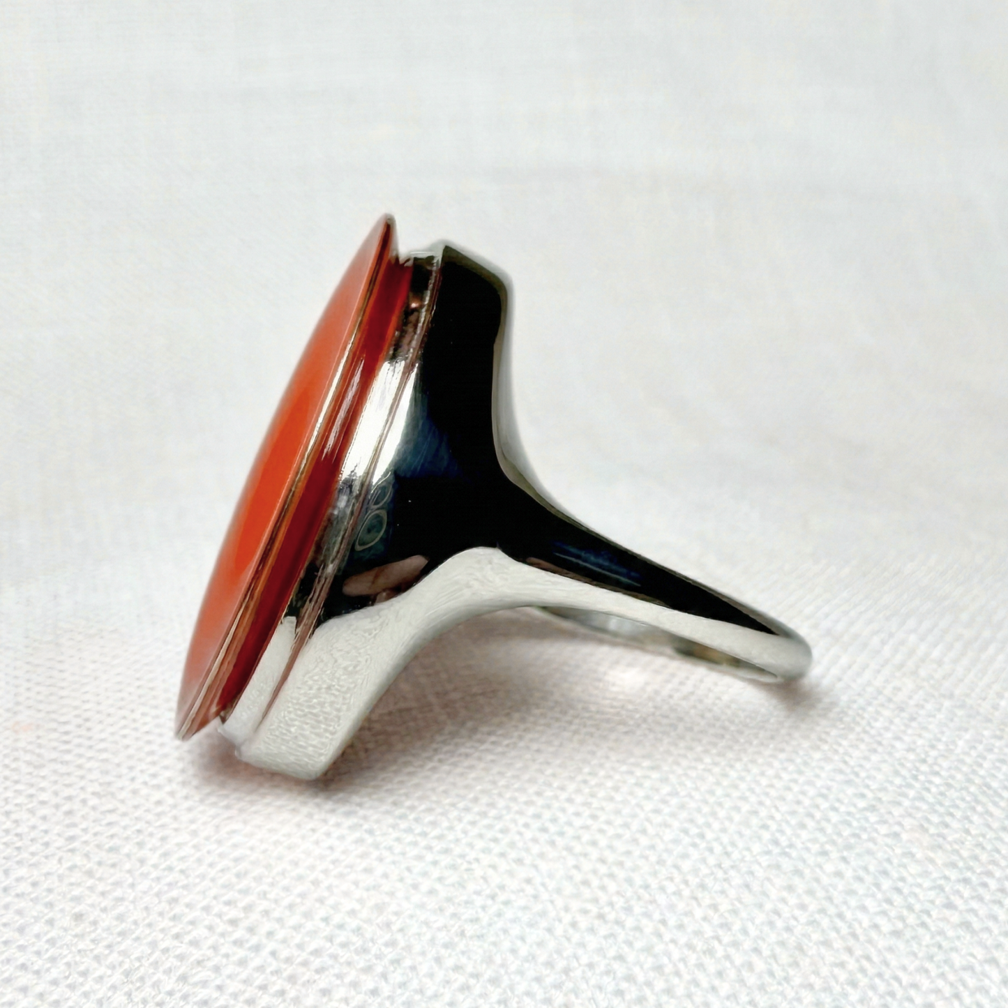 70's signet ring - Red Orange