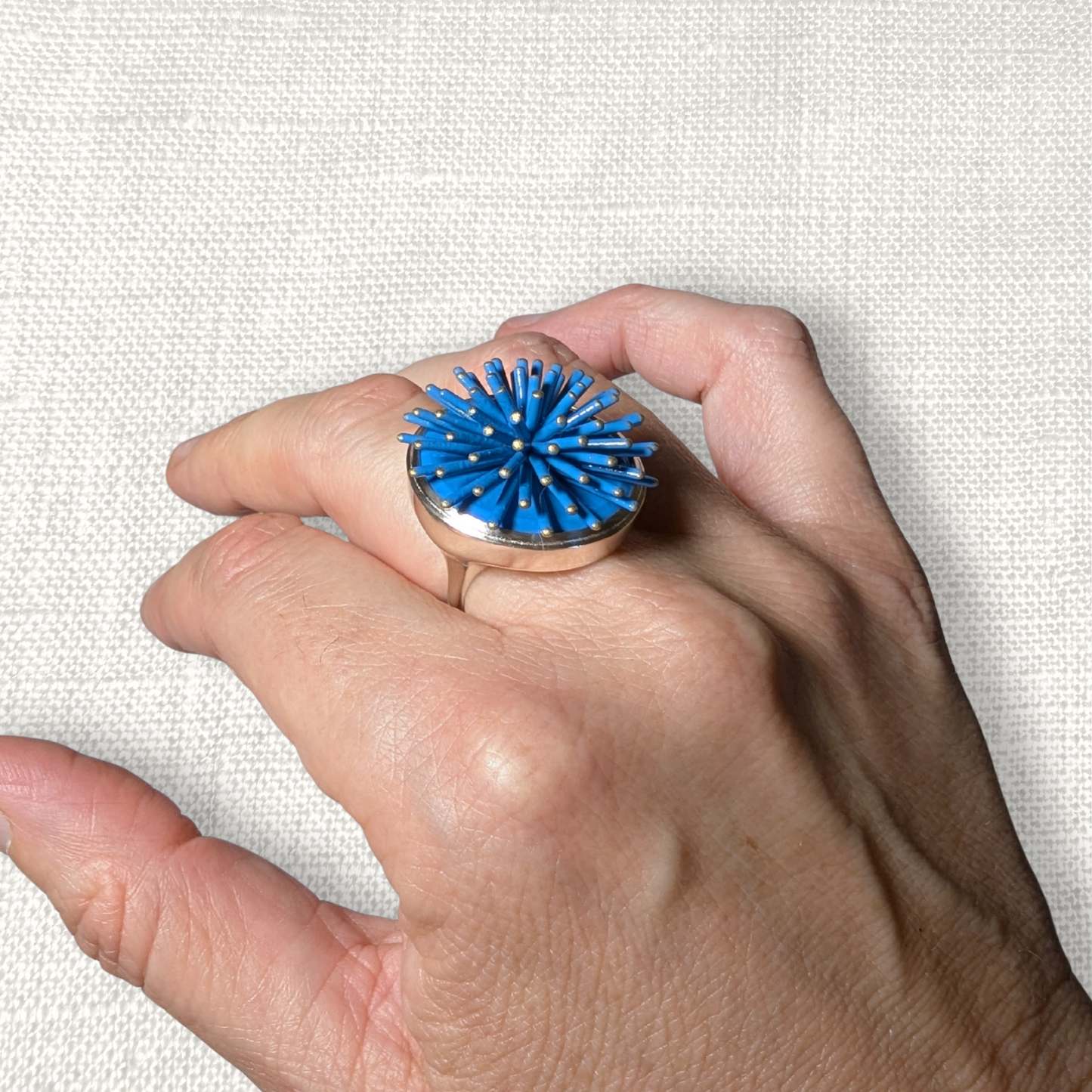 Blue spike ring - size 6.5